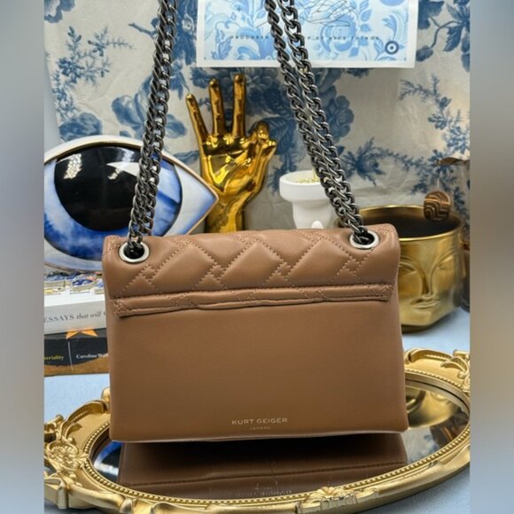🆕 KURT GEIGER LONDON 🧿 NWOT Leather Mini Kensington Bag, Camel - Picture 5 of 16